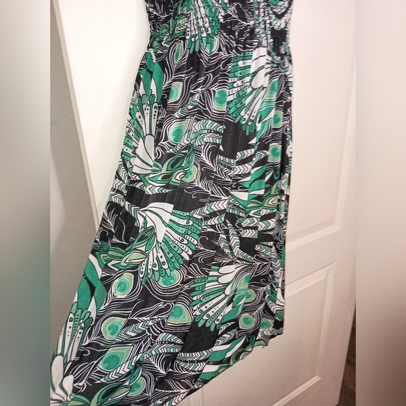 CARNIVAL FASHION Elegant Peacock Feather Strapless Dress(#1,067) - Picture 6 of 7